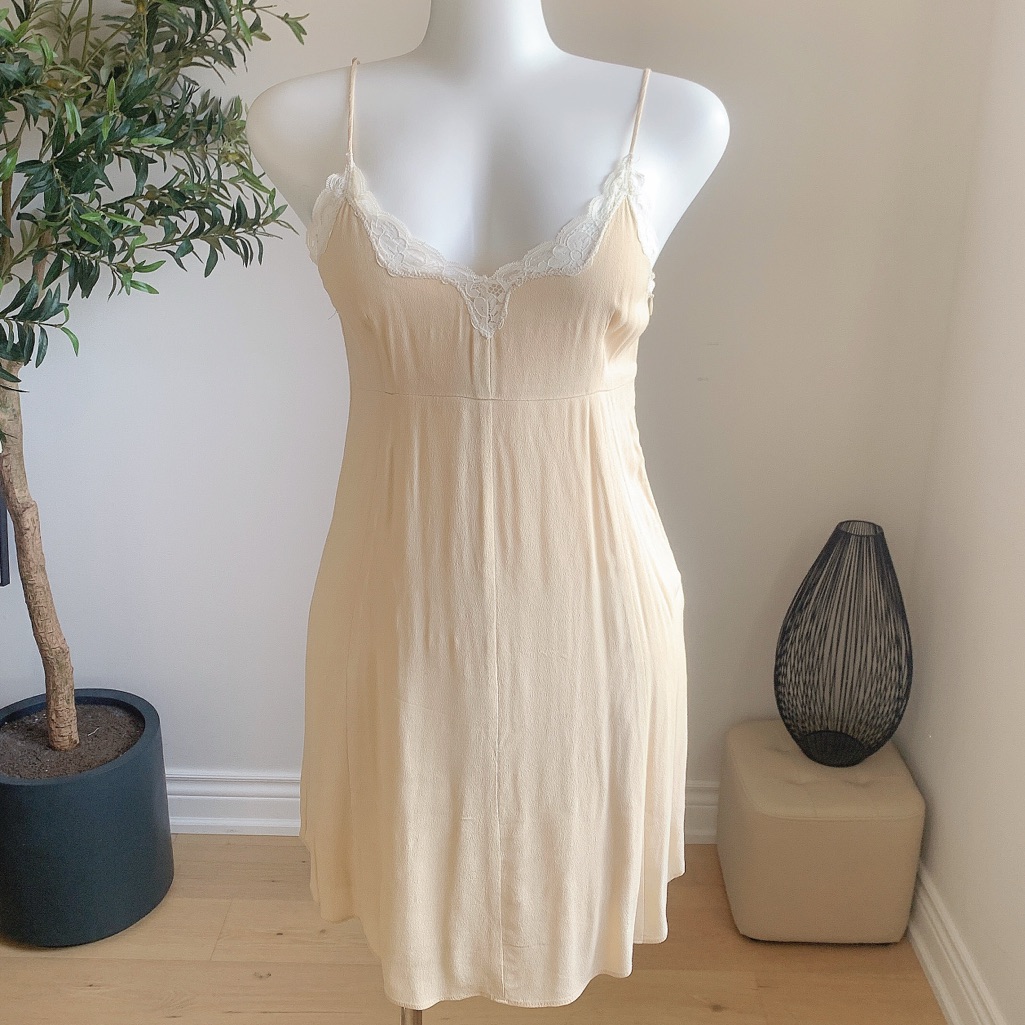Wilfred Cream Lace Trim Slip Dress Xs